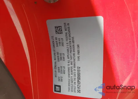 2013 Chevrolet Camaro Zl1 из США, поврежденный, VIN 2G1FZ1EP9D9801512